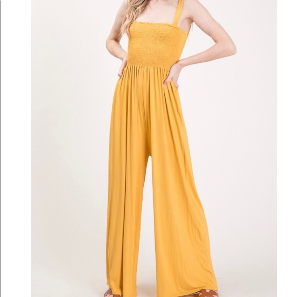 Smocked top jumpsuit